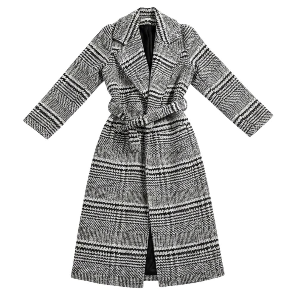 Lovers + Friends Belted Multicolor Plaid Coat Size XS